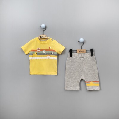 Toptan Erkek Bebek 2'li T-shirt ve Şort Takım 6-18M Kumru Bebe 1075-3839 - 4