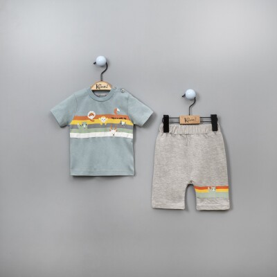 Toptan Erkek Bebek 2'li T-shirt ve Şort Takım 6-18M Kumru Bebe 1075-3839 Mint yeşili