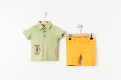 Toptan Erkek Bebek 2'li Tişört ve Şort Takımı 6-24M Bubbly 2035-728 Yeşil