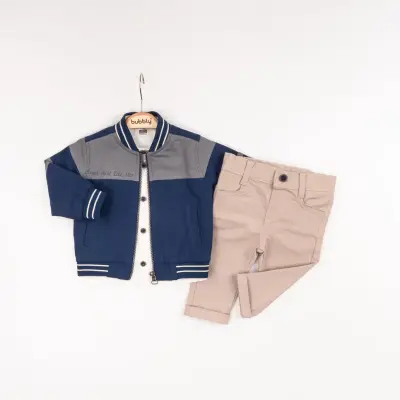 Toptan Erkek Bebek 3'lü Ceket, Gömlek ve Pantolon Takım 6-24M Bubbly 2035-389 - Bubbly (1)