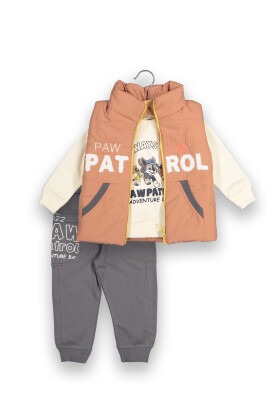 Toptan Erkek Bebek 3'lü Ceket Sweatshirt ve Pantolon 6-18M Boncuk Bebe 1006-6085 - Boncuk Bebe