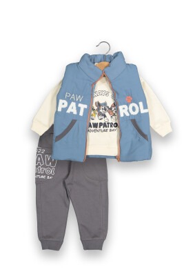 Toptan Erkek Bebek 3'lü Ceket Sweatshirt ve Pantolon 6-18M Boncuk Bebe 1006-6085 - Boncuk Bebe (1)