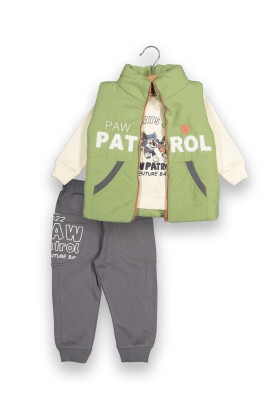 Toptan Erkek Bebek 3'lü Ceket Sweatshirt ve Pantolon 6-18M Boncuk Bebe 1006-6085 - 4