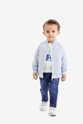 Toptan Erkek Bebek 3'lü Ceket, Tişört ve Pantolon Takımı 9-24M Lemon 1015-9983 - 1