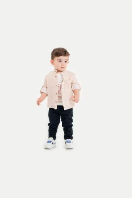 Toptan Erkek Bebek 3'lü Gömlek, Tişört ve Pantolon Takımı 9-24M Lemon 1015-10012 - 2