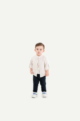 Toptan Erkek Bebek 3'lü Gömlek, Tişört ve Pantolon Takımı 9-24M Lemon 1015-10014 - Lemon