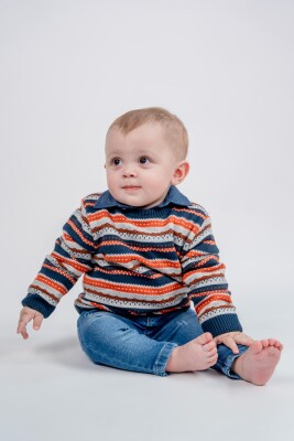 Toptan Erkek Bebek 3'lü Kazak Gömlek ve Pantalon Takım 6-24M Bubbly 2035-1030 - 2