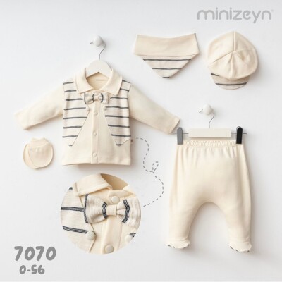 Toptan Erkek Bebek 5'li Yenidoğan Takım 0-3M Minizeyn 2014-7070 - Minizeyn