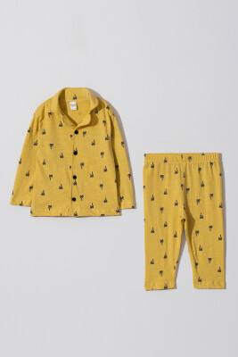 Toptan Erkek Bebek Desenli Pijama Takımı 6-18M Tuffy 1099-1005 Sarı