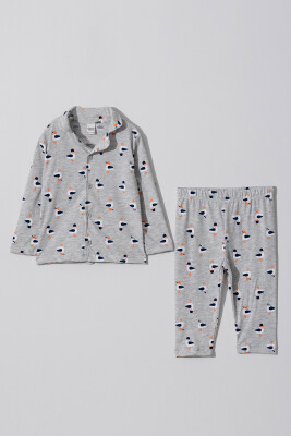 Toptan Erkek Bebek Desenli Pijama Takımı 6-18M Tuffy 1099-1005 Gri