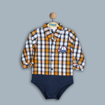 Toptan Erkek Bebek Ekoseli Body 6-24M Timo 1018-TE4DÜ202243561 Orange