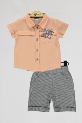 Toptan Erkek Bebek Gömlek ve Pantolon Takım 6-18M Kumru Bebe 1075-4030 - 5