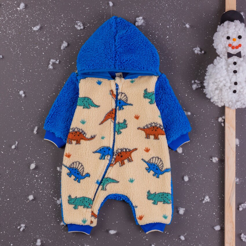 Toptan Erkek Bebek Kapşonlu Tulum 3-12M BabyZ 1097-4353 - 3