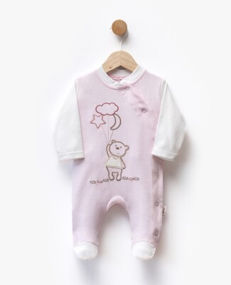 Toptan Erkek Bebek Nakışlı Tulum 0-6M Flexi Baby 2063-252358 Pembe