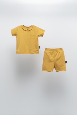 Toptan Erkek Bebek Şortlu Tişört Takım 6-24M Moi Noi 1058-MN51231 Hardal