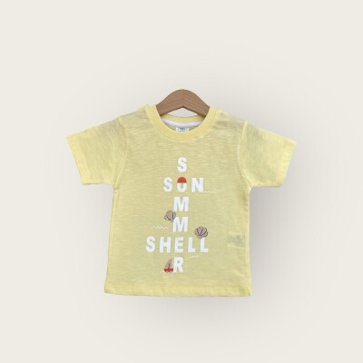Toptan Erkek Bebek Tişört 1-4Y Algiy Mini 2047-3562 Açık Sarı