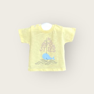 Toptan Erkek Bebek Tişört 6-18M Algiy Mini 2047-3552 Açık Sarı