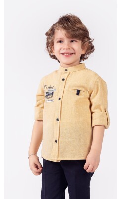 Toptan Erkek Çocuk 2'li Gömlek ve Pantolon Takım 1-4Y Lemon 1015-9844 - 4