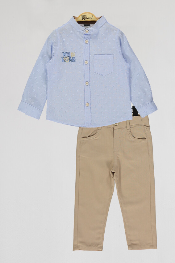 Toptan Erkek Çocuk 2'li Gömlek ve Pantolon Takım 2-5Y Kumru Bebe 1075-4071 - 1