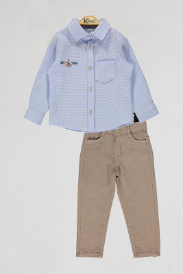 Toptan Erkek Çocuk 2'li Gömlek ve Pantolon Takım 2-5Y Kumru Bebe 1075-4075 Mavi