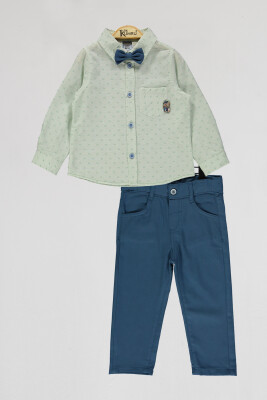 Toptan Erkek Çocuk 2'li Gömlek ve Pantolon Takım 2-5Y Kumru Bebe 1075-4085 Mint yeşili