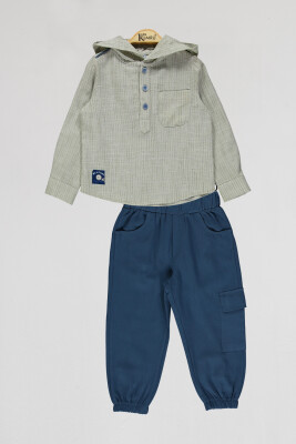 Toptan Erkek Çocuk 2'li Gömlek ve Pantolon Takım 2-5Y Kumru Bebe 1075-4102 Mint yeşili