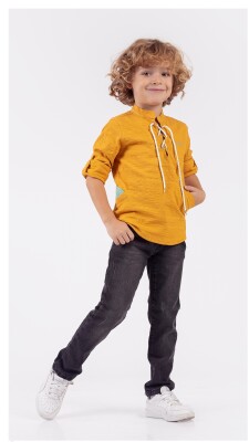 Toptan Erkek Çocuk 2'li Gömlek ve Pantolon Takım 5-8Y Lemon 1015-9715 - 2