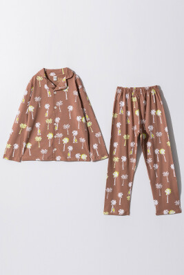 Toptan Erkek Çocuk 2'li Pijama Takımı 6-9Y Tuffy 1099-1061 Kahve