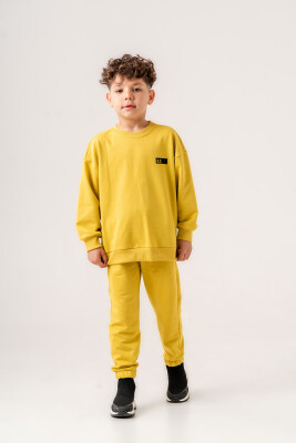 Toptan Erkek Çocuk 2'li Sweatshirt ve Pantolon Takımı 6-9Y Gold Class 1010-3634 Hardal