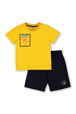 Toptan Erkek Çocuk 2'li Tişört ve Şort Takım 3-6Y Elnino 1025-22117 Sarı