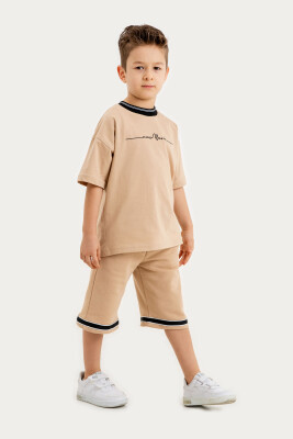 Toptan Erkek Çocuk 2'li Tişört ve Şort Takımı 10-13Y Gold Class 1010-4601 - 3