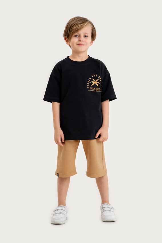 Toptan Erkek Çocuk 2'li Tişört ve Şort Takımı 10-13Y Gold Class 1010-4604 - 1