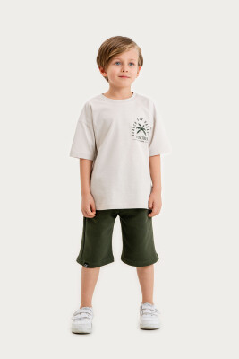 Toptan Erkek Çocuk 2'li Tişört ve Şort Takımı 10-13Y Gold Class 1010-4604 - 3