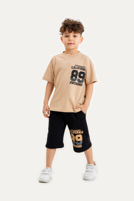 Toptan Erkek Çocuk 2'li Tişört ve Şort Takımı 6-9Y Gold Class 1010-3611 - 2