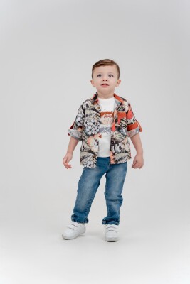 Toptan Erkek Çocuk 3' lü Gömlek Pantolon T-shirt Takım 1-4Y Cool Exclusive 2036-22610 - Cool Exclusive