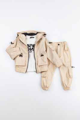 Toptan Erkek Çocuk 3'lü Body, Ceket ve Pantolon Takımı 6-9Y Gold Class 1010-3567 - 3