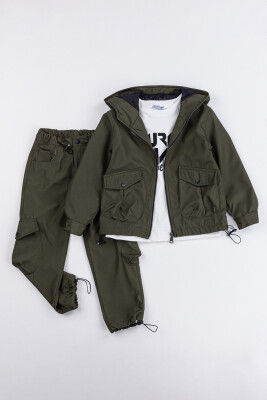 Toptan Erkek Çocuk 3'lü Body, Ceket ve Pantolon Takımı 6-9Y Gold Class 1010-3568 - 2
