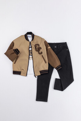 Toptan Erkek Çocuk 3'lü Ceket, Body ve Pantolon Takım 6-9Y Gold Class 1010-3556 - 3