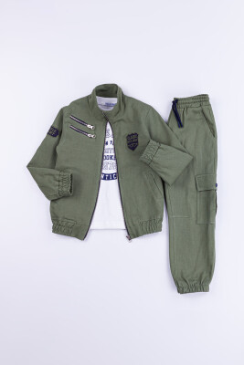 Toptan Erkek Çocuk 3'lü Ceket, Body ve Pantolon Takımı 2-5Y 1010-2530 Yeşil