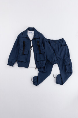 Toptan Erkek Çocuk 3'lü Ceket, Body ve Pantolon Takımı 2-5Y Gold Class 1010-2574 - 4