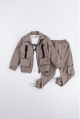 Toptan Erkek Çocuk 3'lü Ceket, Body ve Pantolon Takımı 2-5Y Gold Class 1010-2574 - 5