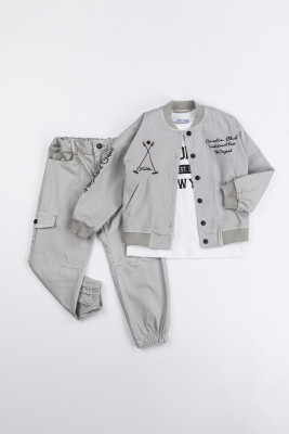 Toptan Erkek Çocuk 3'lü Ceket, Body ve Pantolon Takımı 6-9Y Gold Class 1010-3511 - 2