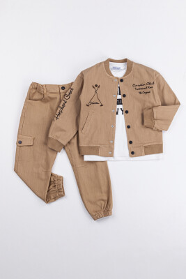 Toptan Erkek Çocuk 3'lü Ceket, Body ve Pantolon Takımı 6-9Y Gold Class 1010-3511 - 3
