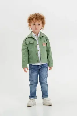 Toptan Erkek Çocuk 3'lü Ceket, Gömlek ve Pantolon Takım 1-4Y Cool Exclusive 2036-28076 Haki