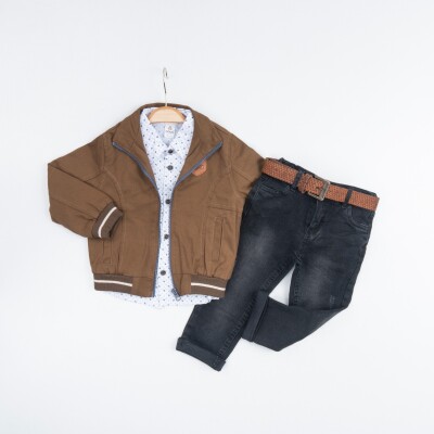 Toptan Erkek Çocuk 3'lü Ceket, Gömlek ve Pantolon Takım 1-4Y Cool Exclusive 2036-28110 - Cool Exclusive