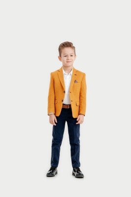 Toptan Erkek Çocuk 3'lü Ceket, Gömlek ve Pantolon Takımı 3-7Y Lemon 1015-10076 - Lemon (1)
