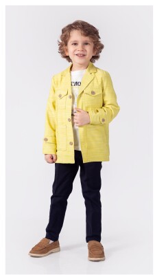 Toptan Erkek Çocuk 3'lü Ceket Tişört ve Pantalon Takım 5-8Y Lemon 1015-9887 - 3