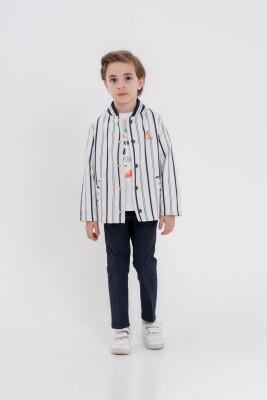 Toptan Erkek Çocuk 3'lü Ceket, Tişört ve Pantolon Takım 8-12Y Lemon 1015-10043 - Lemon