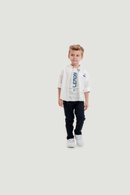 Toptan Erkek Çocuk 3'lü Gömlek, T-Shirt ve Pantolon Takımı 3-7Y Lemon 1015-10024 - Lemon