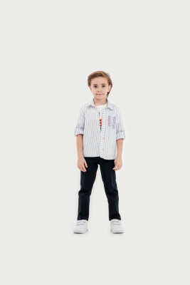 Toptan Erkek Çocuk 3'lü Gömlek, Tişört ve Pantolon Takım 3-7Y Lemon 1015-10058 - 3